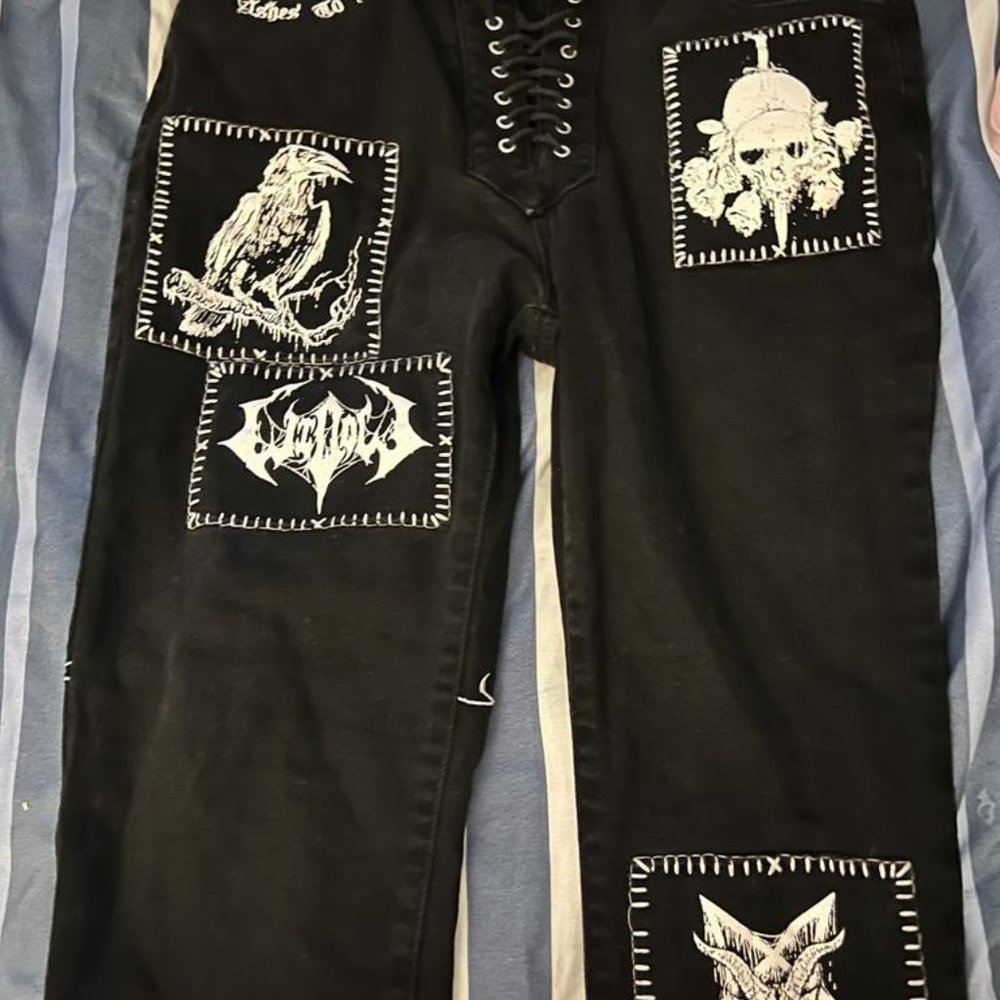 Miss Murder Lace-Up Patch Jeans